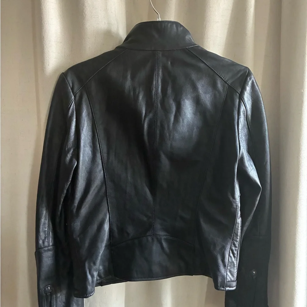 Kenneth Cole New York Black Genuine Leather Jacket XS Moto-Style Jacket - Picture 2 of 5